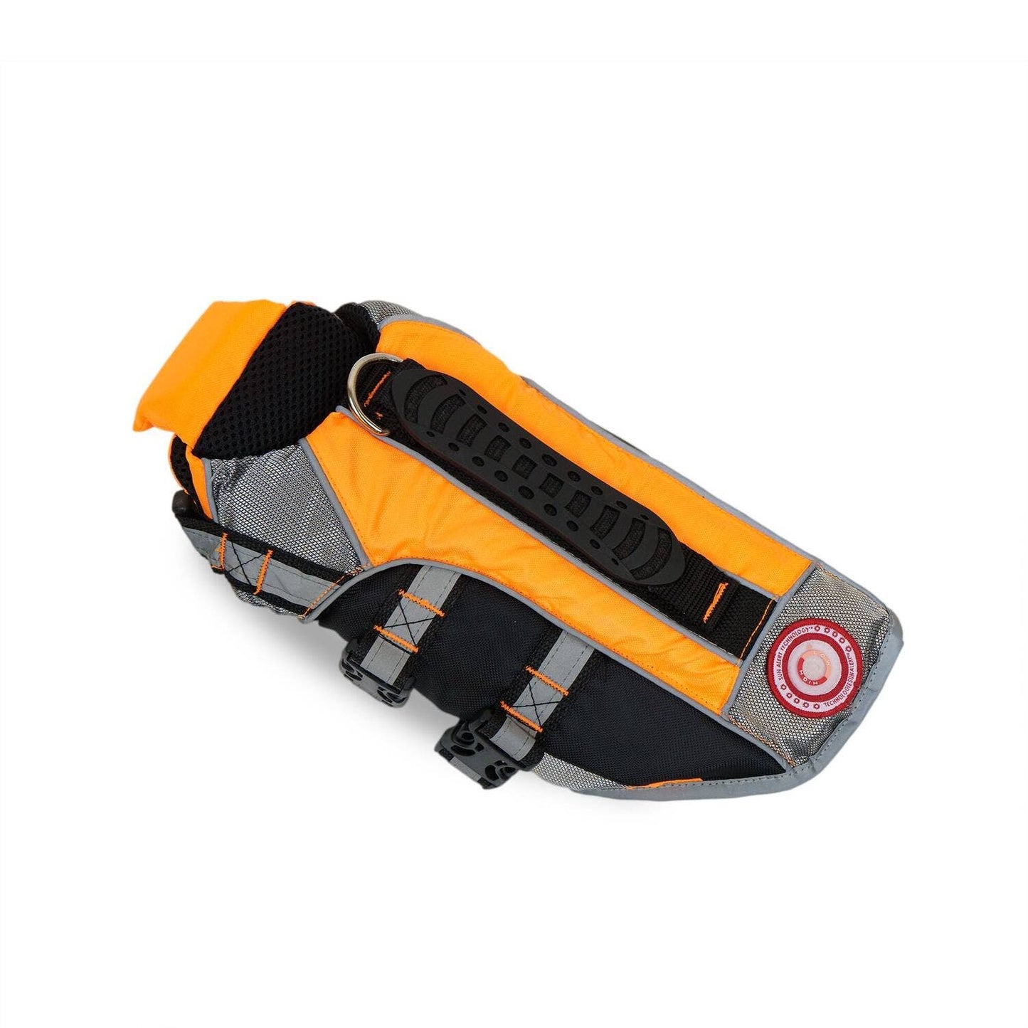 Gilet de sauvetage pour chien avec patch Sun Alert – orange vif haute visibilité